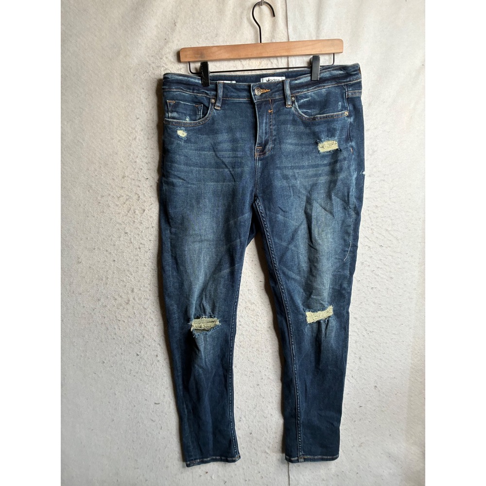 Vigoss Thompson Tomboy Distressed Dark Wash Relaxed Tapered Jeans Size 30